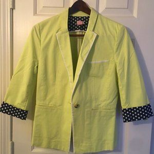 Cremieux short blazer chartreuse yellow size 8